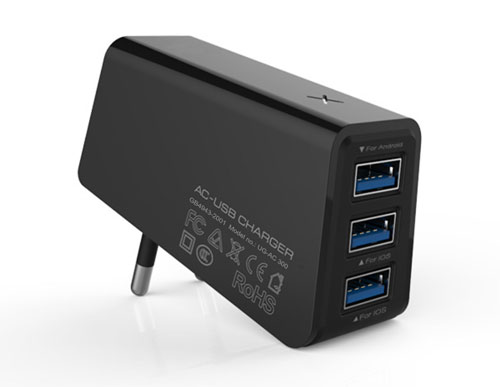 3 Port USB Travel Charger